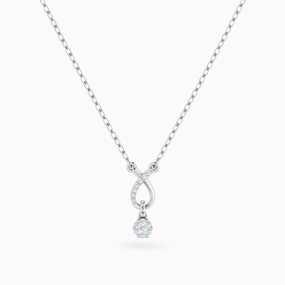 Amazon.com: Sterling Silver Moissanite Pendant Necklace: 1 Carat Round Cut  Moissanite Solitaire Diamond Necklace with White Gold Plated Chain - Trendy  Infinity Knot Gem Jewelry for Women Girl (Silver) : Clothing, Shoes