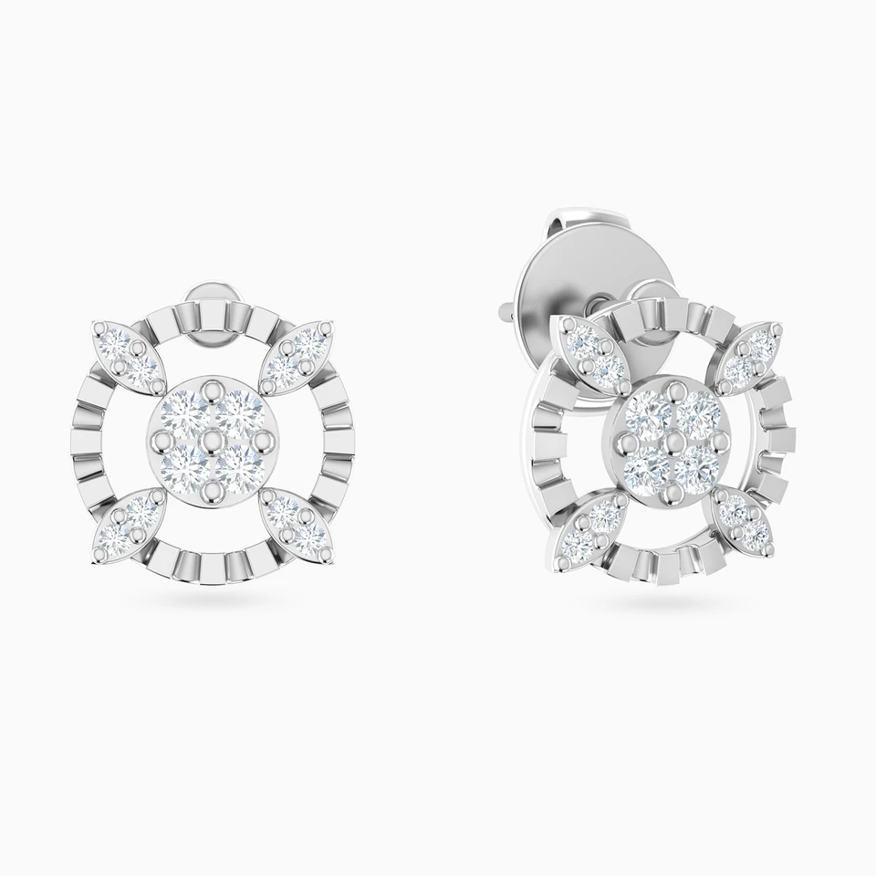 Framed Round Cluster Diamond Stud Earrings in 18K Gold Framed Round Cluster Diamond Stud Earrings in 18K Gold