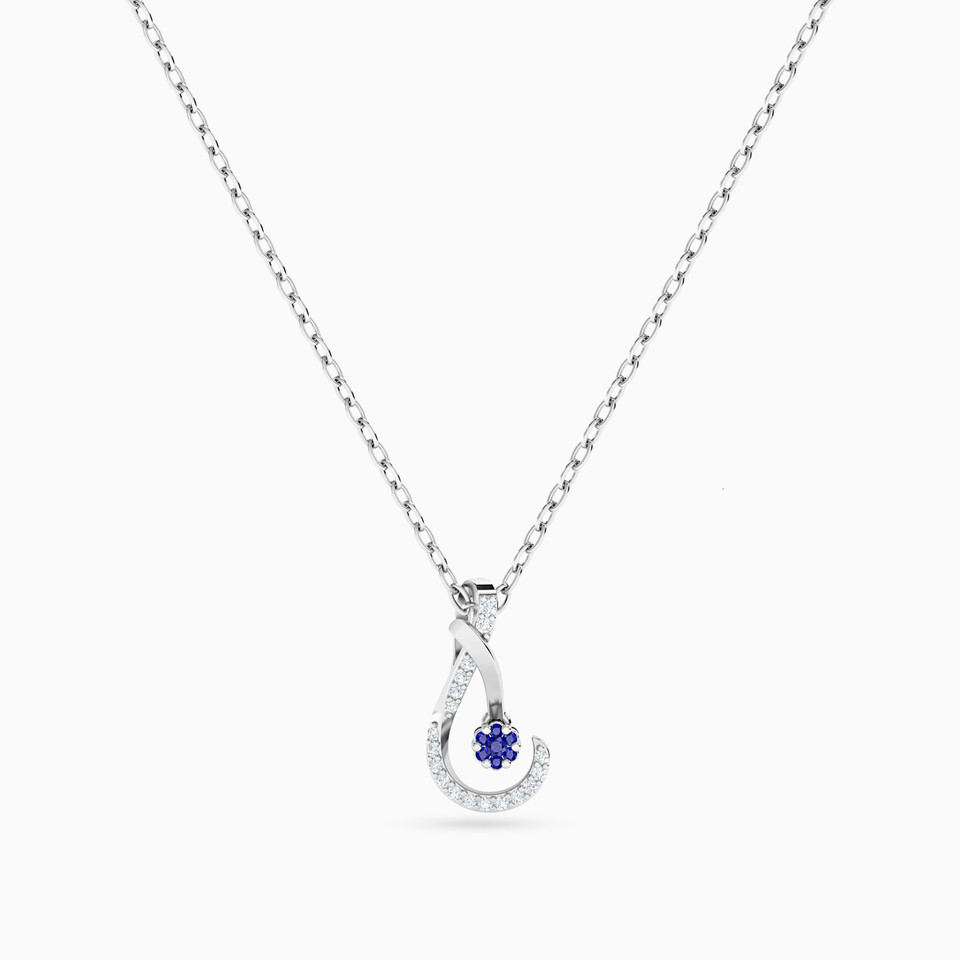 Arch Diamond & Blue Stone Necklace in 18K Gold Arch Diamond & Blue Stone Necklace in 18K Gold