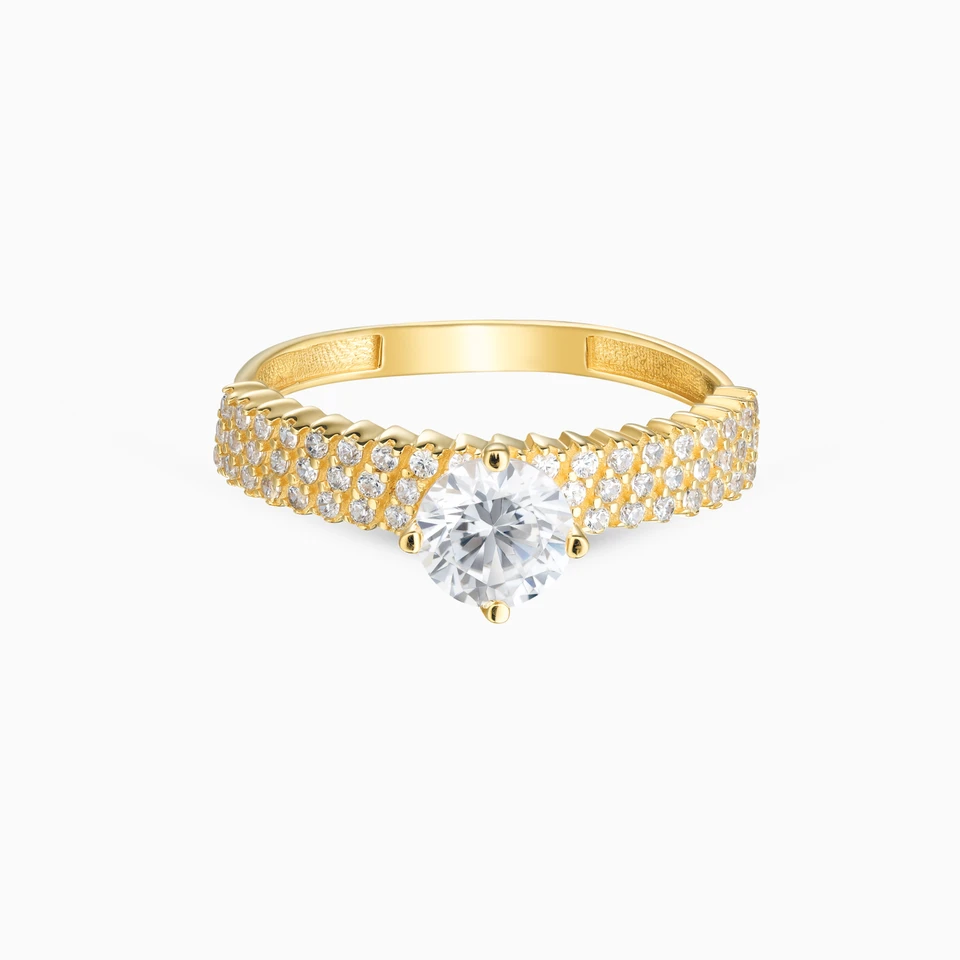 Round Cubic Zirconia Twin Rings in 18K Gold Round Cubic Zirconia Twin Rings in 18K Gold