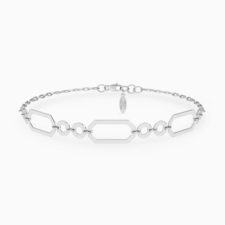 Octagonal & Round Loops Chain Bracelet in Silver Octagonal & Round Loops Chain Bracelet in Silver