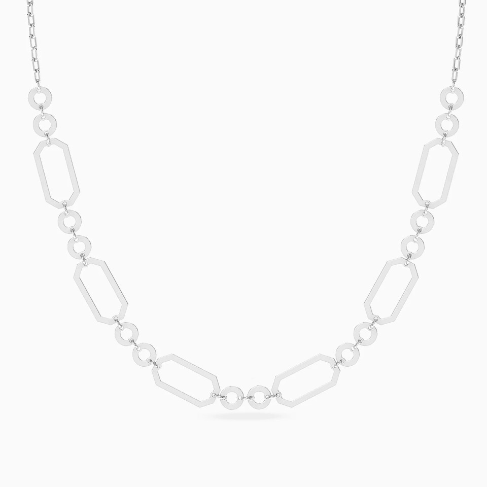 Octagonal & Round Loops Necklace in Silver Octagonal & Round Loops Necklace in Silver