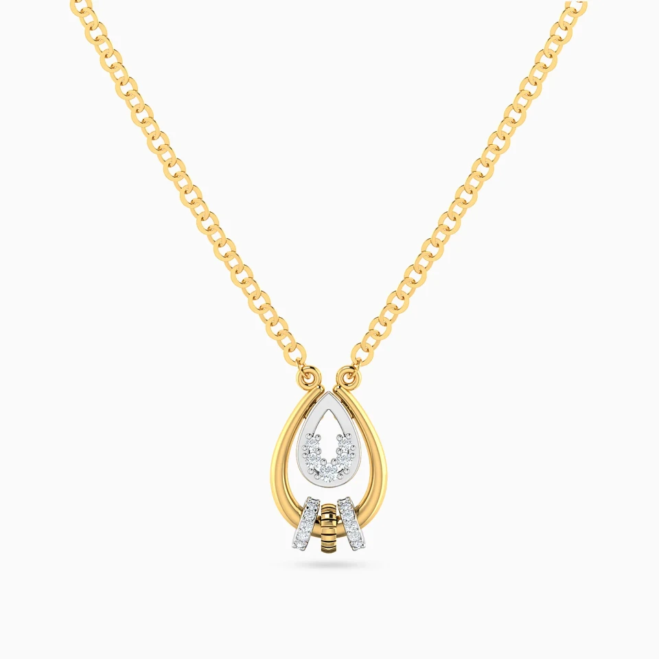 Two Drops & Circular Loops Diamond Necklace in 18K Gold Two Drops & Circular Loops Diamond Necklace in 18K Gold