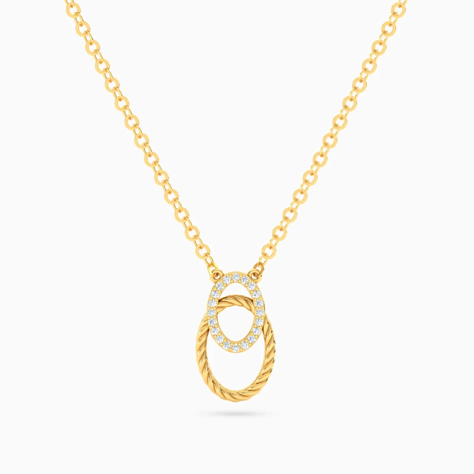 Intertwined Circular Frames Diamond Necklace in 14K Gold Intertwined Circular Frames Diamond Necklace in 14K Gold