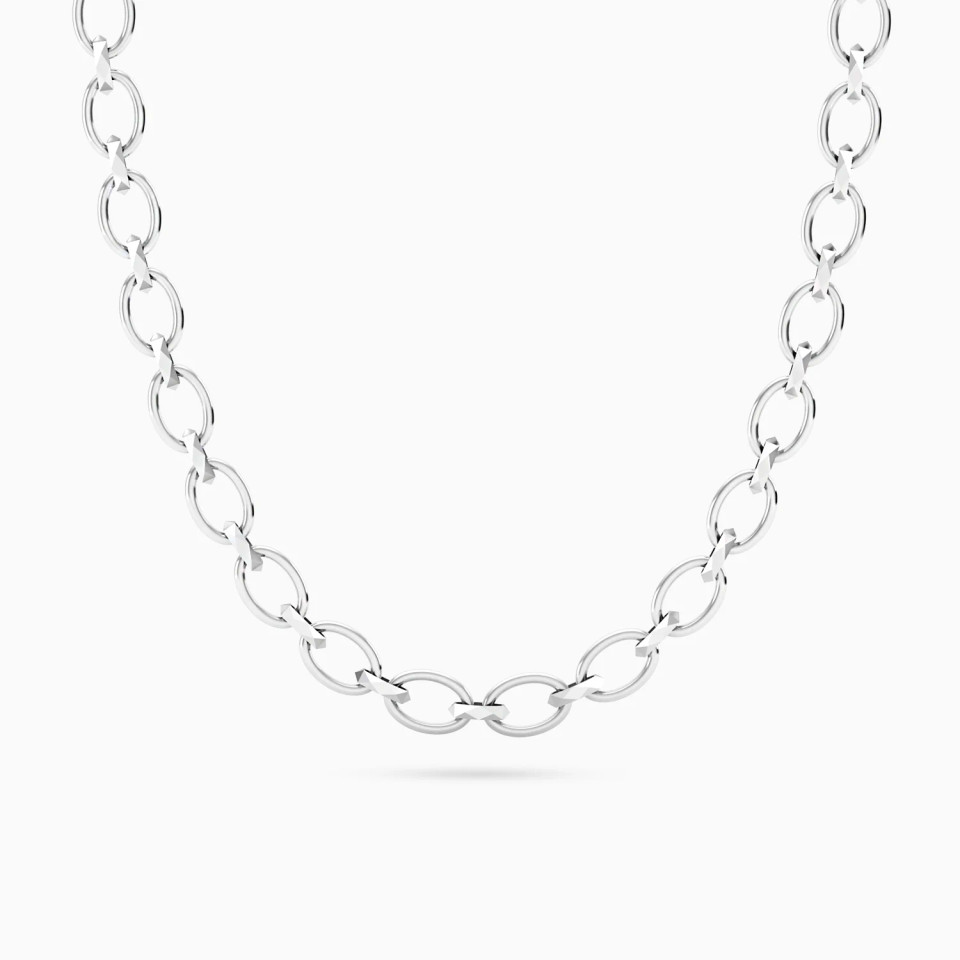 Interlinked Links Chain Necklace in Silver Interlinked Links Chain Necklace in Silver