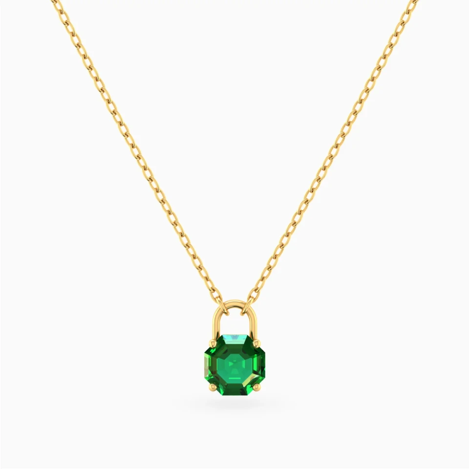 Octagonal Green Stone Necklace in 14K Gold Octagonal Green Stone Necklace in 14K Gold