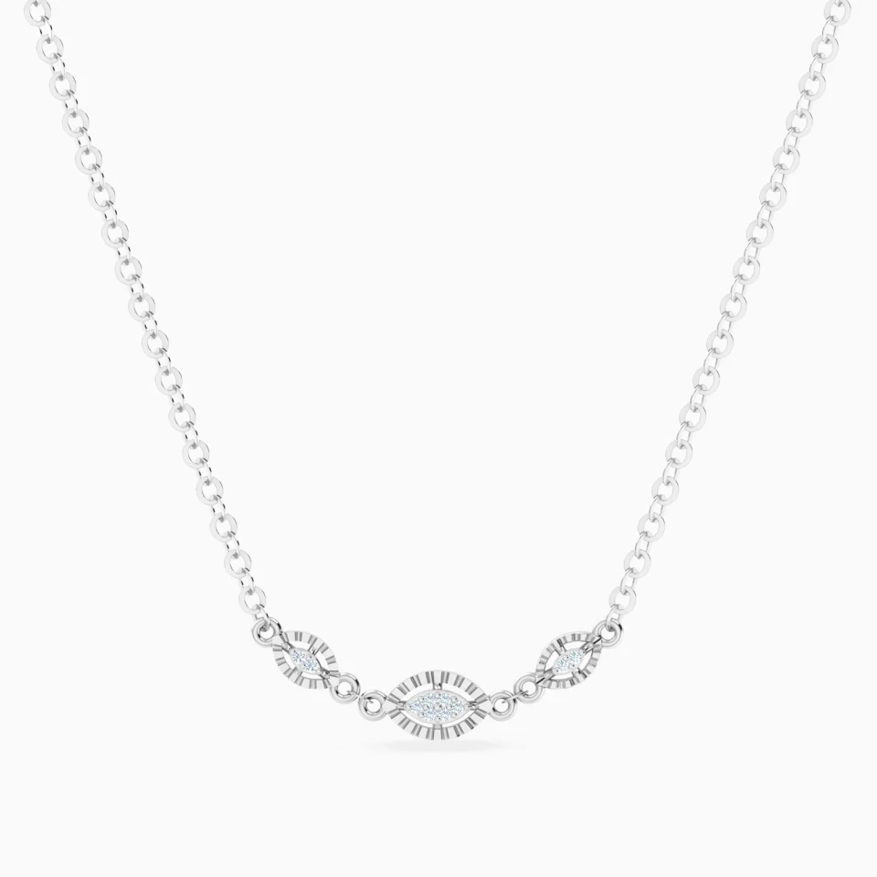 Three Marquise Motifs Diamond Necklace in 18K Gold Three Marquise Motifs Diamond Necklace in 18K Gold