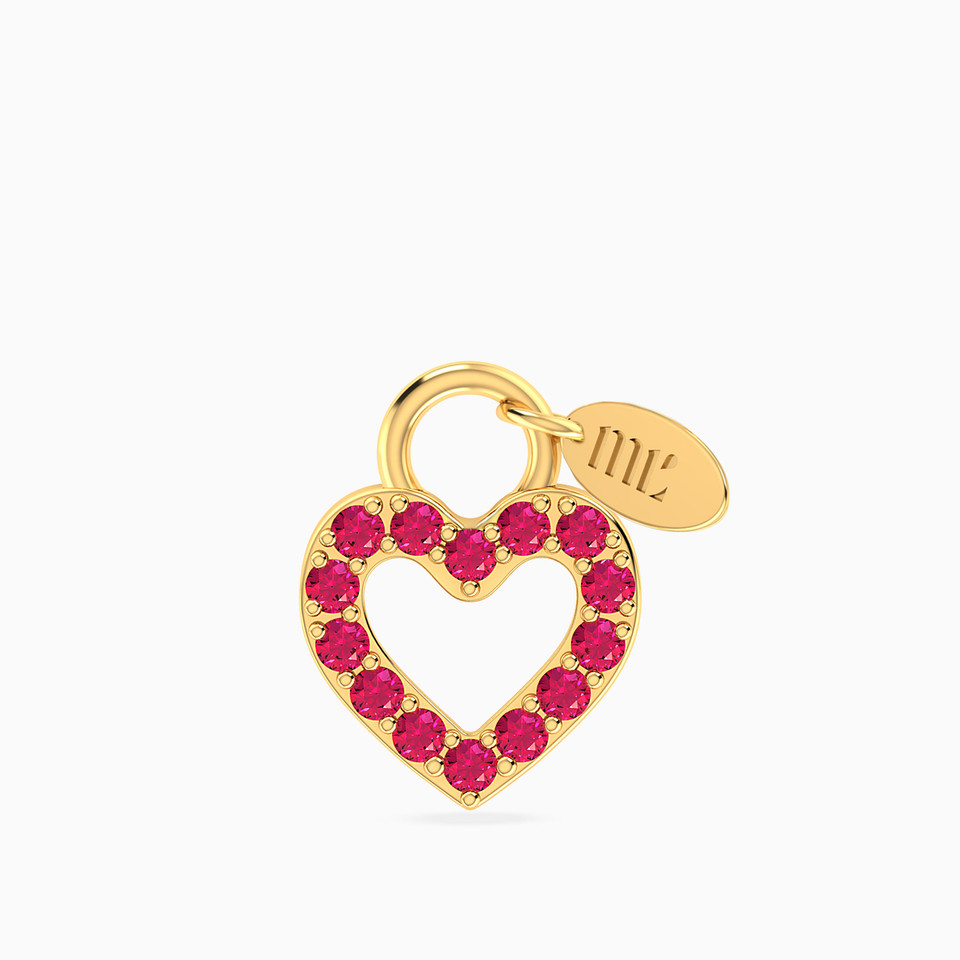 Heart Pink Stones Charm in 14K Gold Heart Pink Stones Charm in 14K Gold
