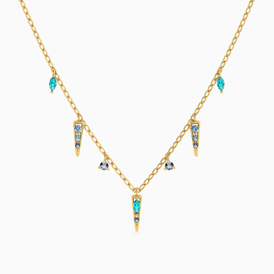 Multishaped Green Stones Charms Necklace in 18K Gold Multishaped Green Stones Charms Necklace in 18K Gold