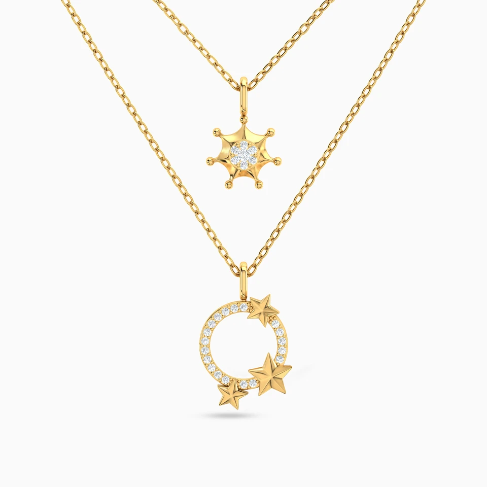 Multishaped Diamonds Layered Necklace in 18K Gold Multishaped Diamonds Layered Necklace in 18K Gold