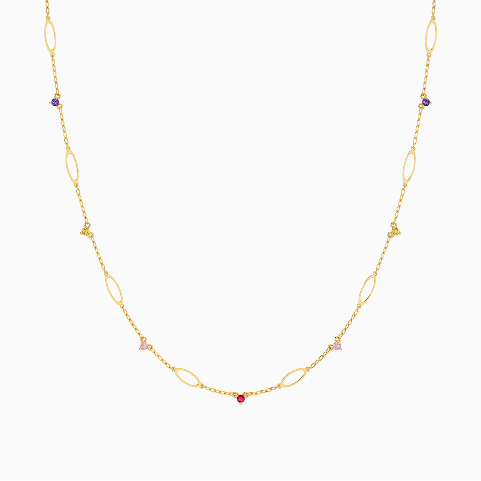Links Colored Stones Chain Necklace in 18K Gold Links Colored Stones Chain Necklace in 18K Gold
