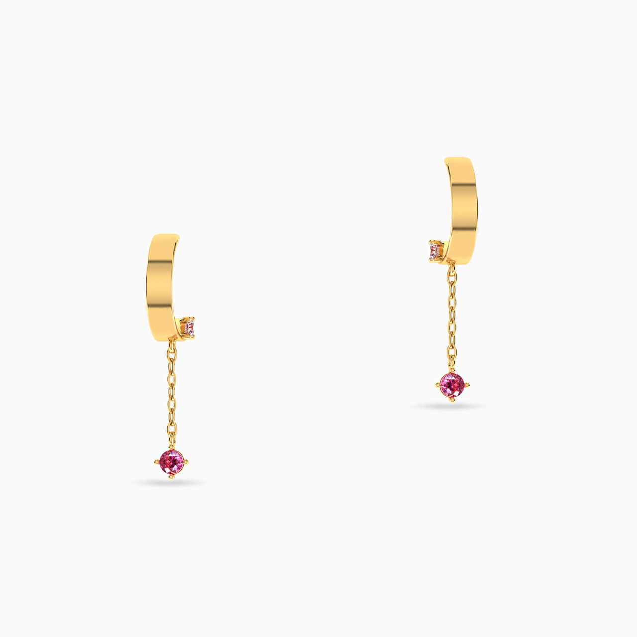 14K Gold Colored Stones Drop Earrings