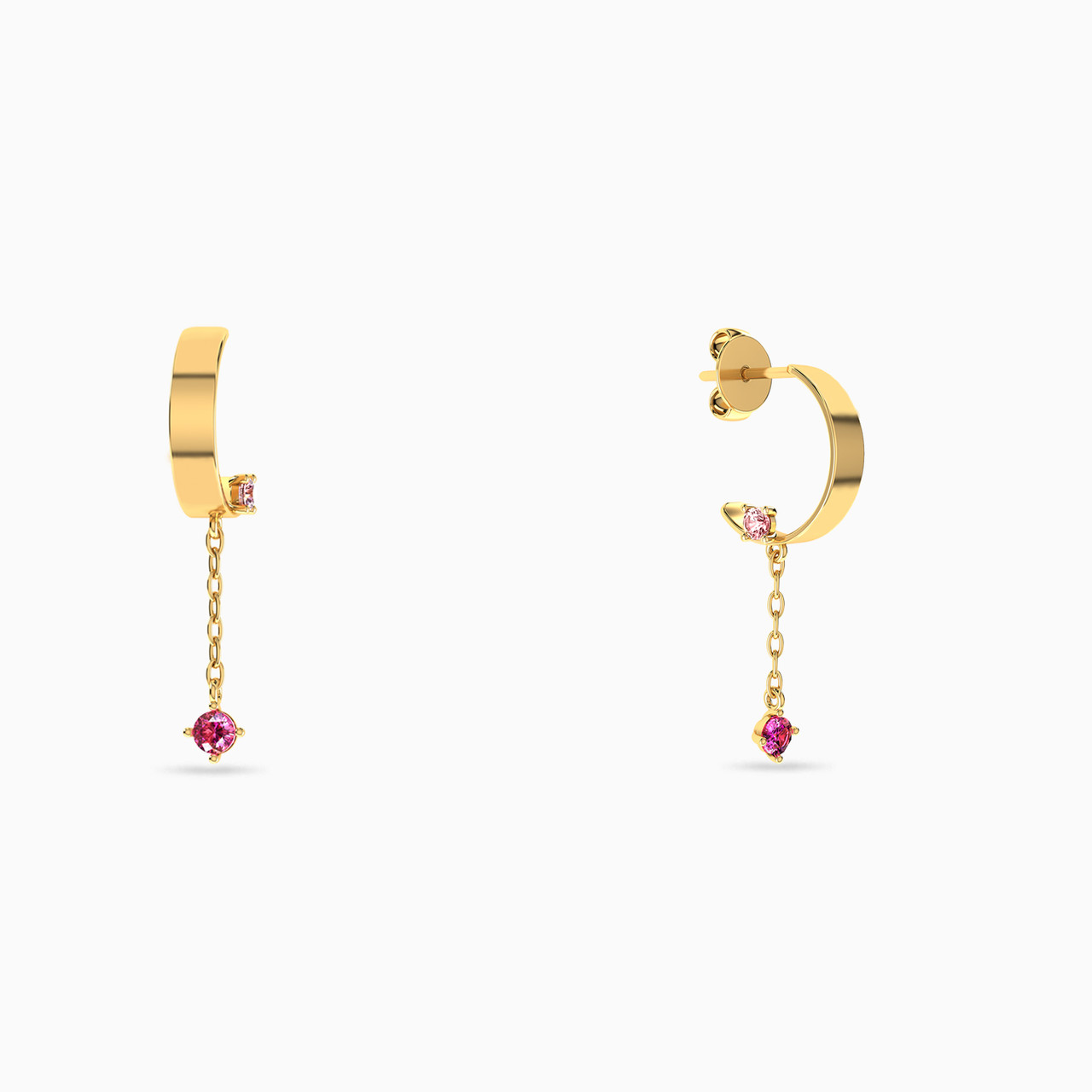 14K Gold Colored Stones Drop Earrings