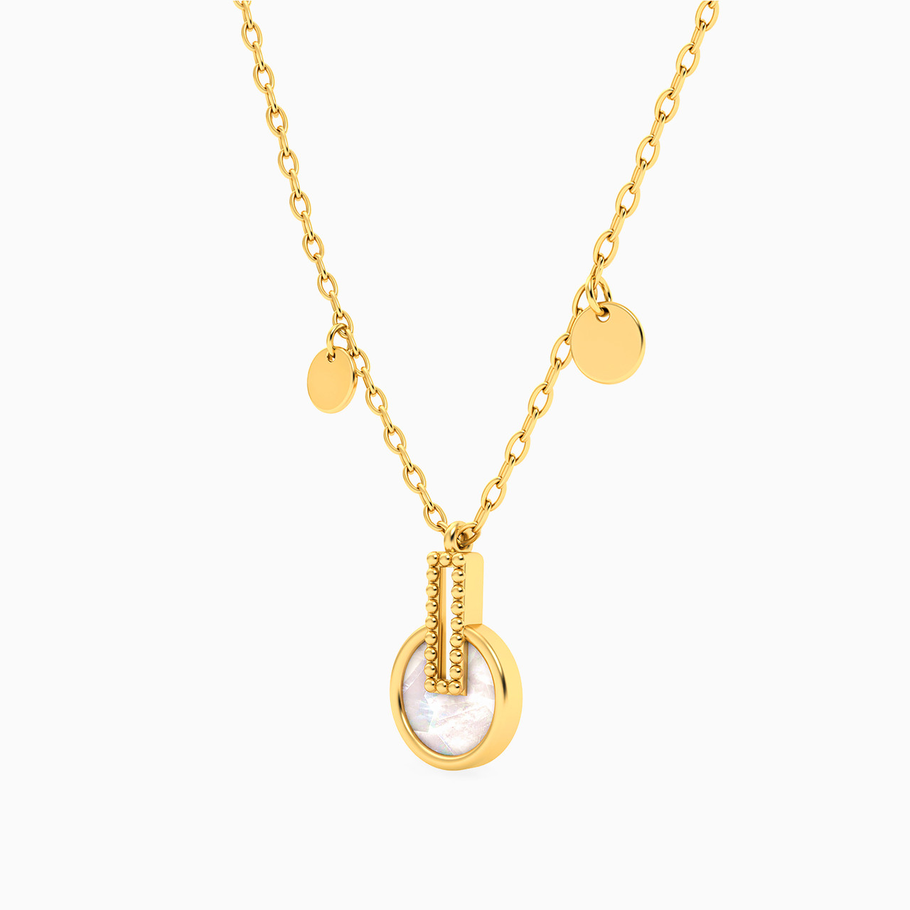 Circle Pearls Chain Necklace in 18K Gold