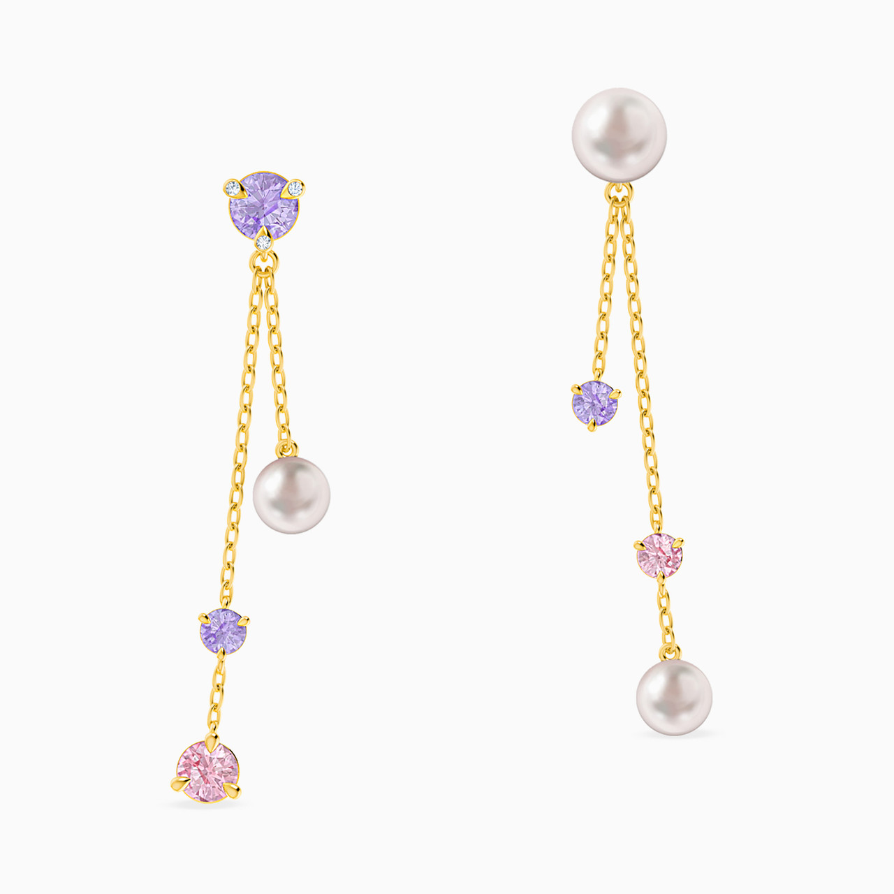 18K Gold Colored Stones Drop Earrings