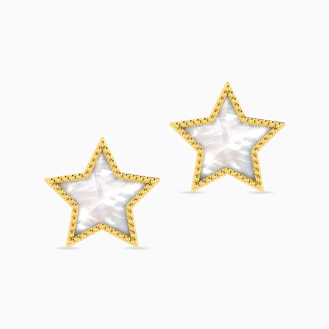 18K Gold Pearls Stud Earrings