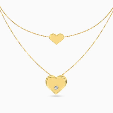 Heart Layered Necklace in 18K Gold - 21046110100 Heart Layered Necklace in 18K Gold - 21046110100