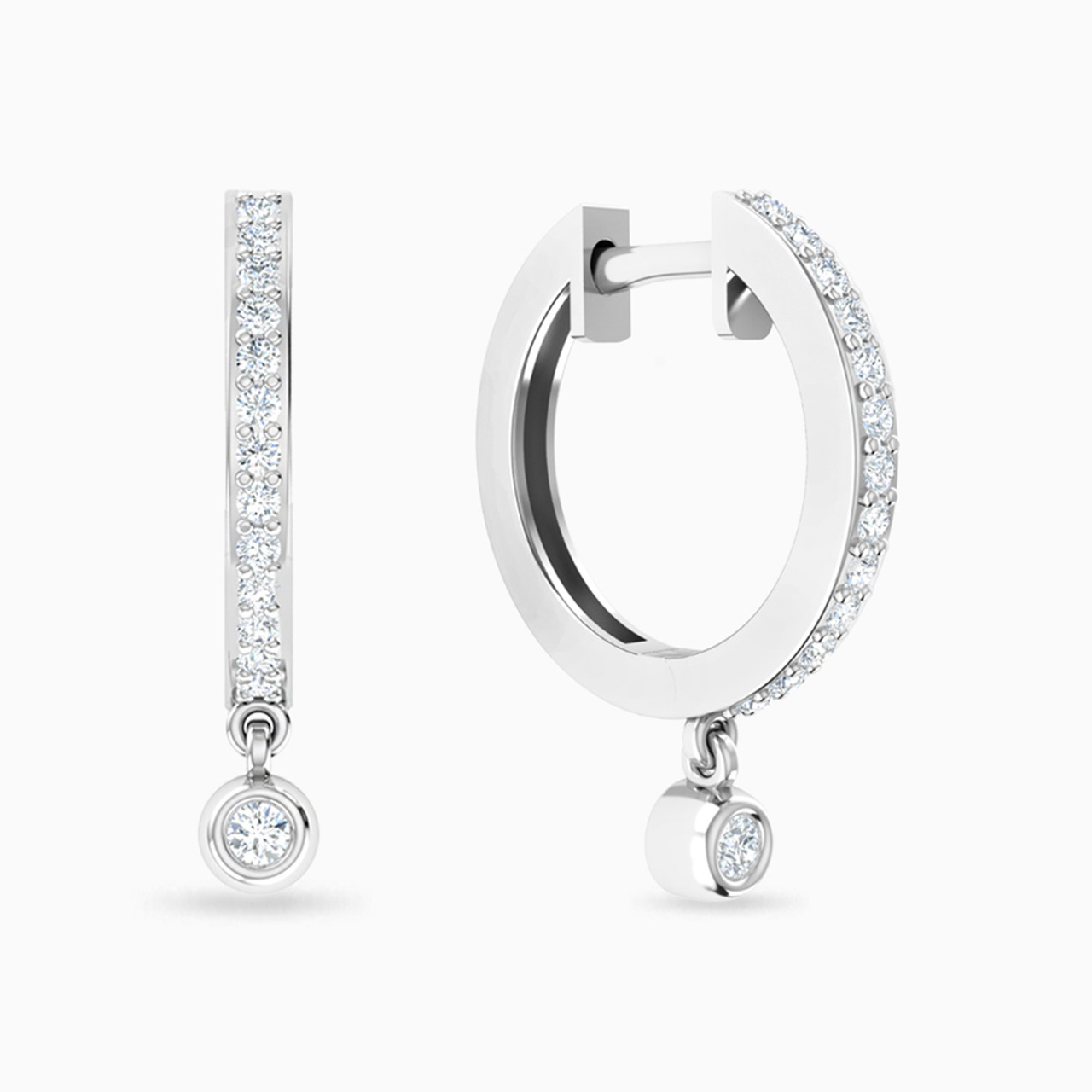 18K Gold Diamond Hoop Earrings