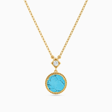 Circle Colored Stones Necklace in 18K Gold - 112051100392451