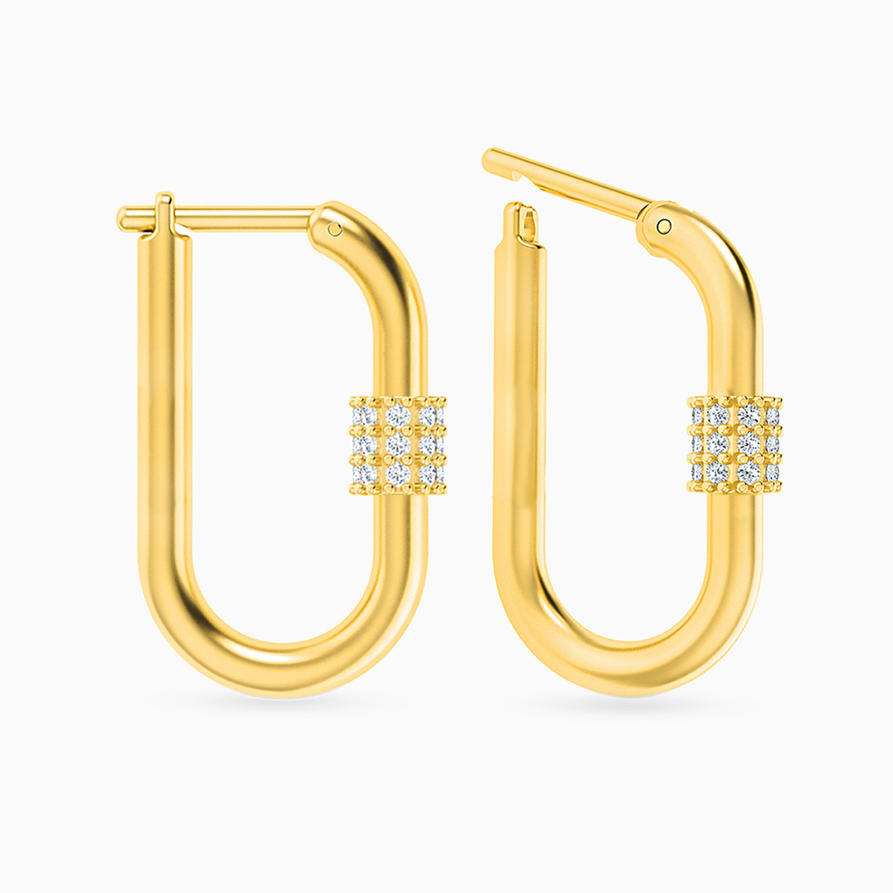 18K Gold Diamond Hoop Earrings