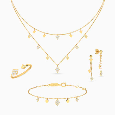 Square Cubic Zirconia Full Set in 18K Gold (4 Pieces) - 112431100232001 Square Cubic Zirconia Full Set in 18K Gold (4 Pieces) - 112431100232001