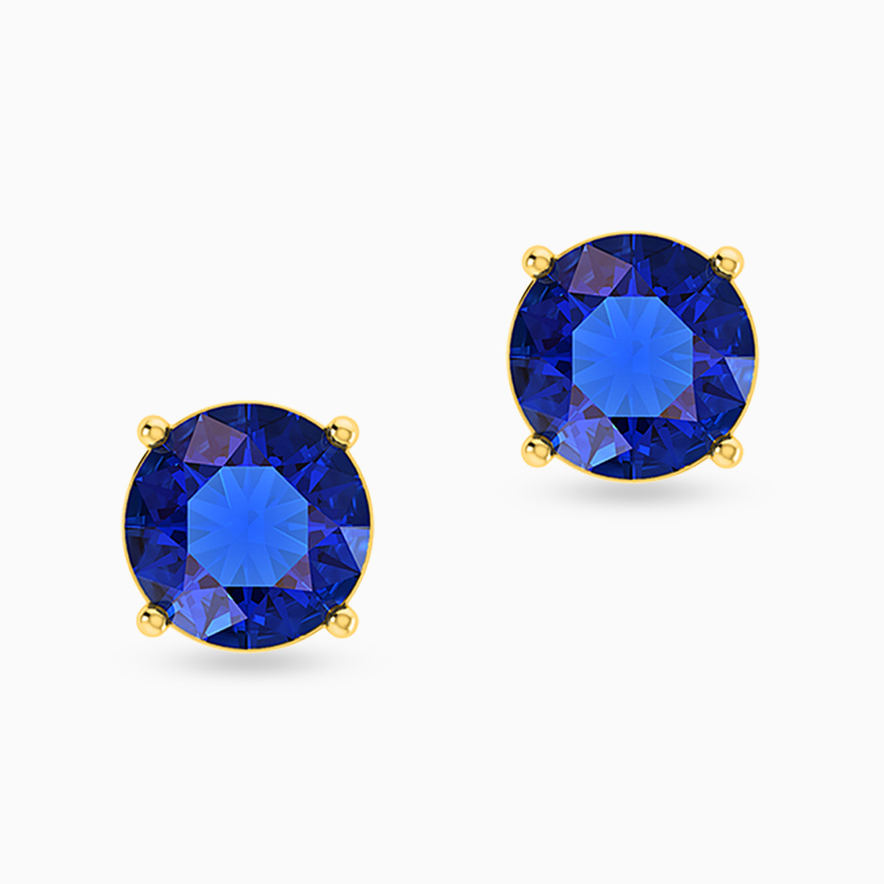 18K Gold Colored Stones Stud Earrings