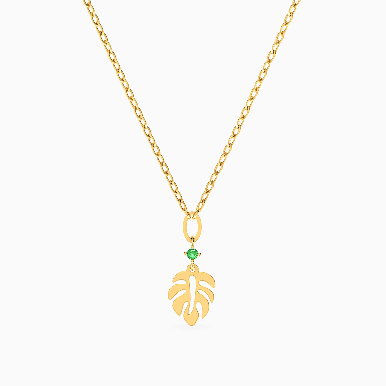 18K Gold Colored Stones Pendant Necklace