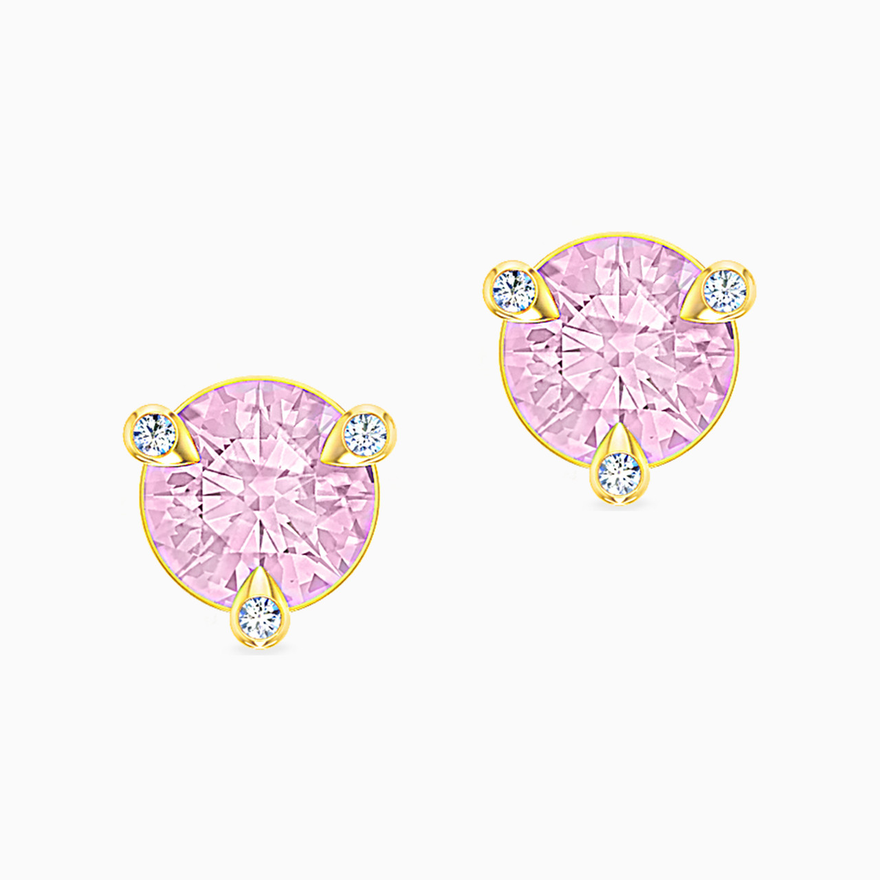 18K Gold Colored Stones Stud Earrings