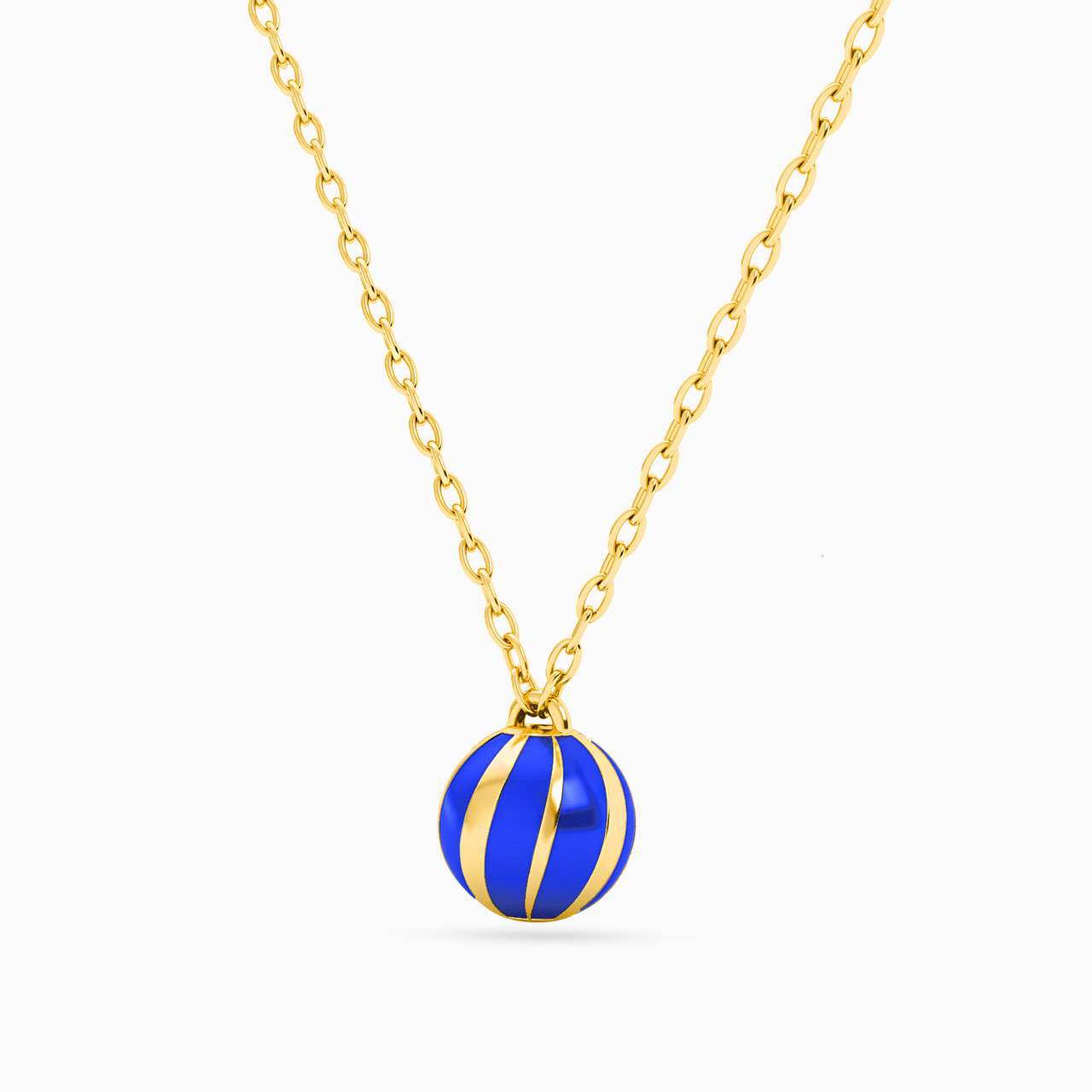 Ball Shaped Colored Stones Pendant with 18K Gold Chain