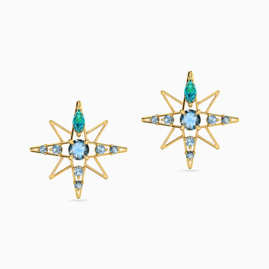 Star Colored Stones Stud Earrings in 18K Gold - 111031100352001
