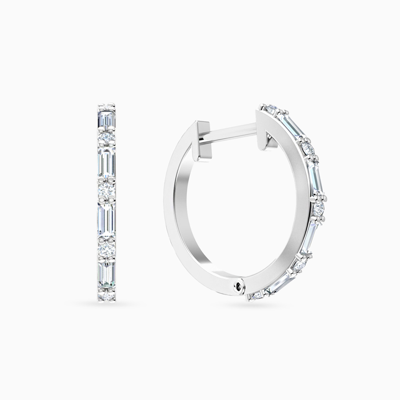 18K Gold Diamond Hoop Earrings