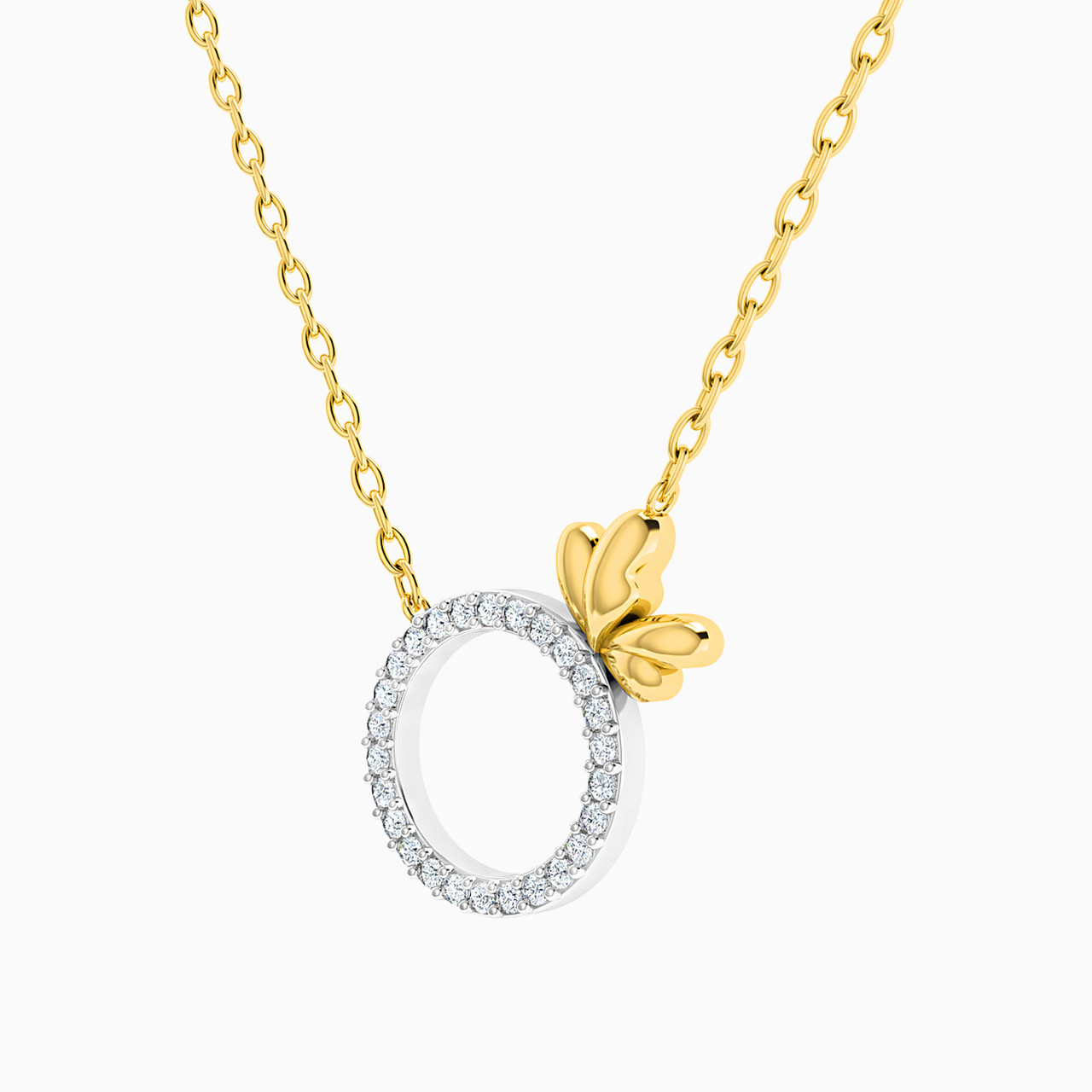 Circle Diamonds Necklace In 18K Gold