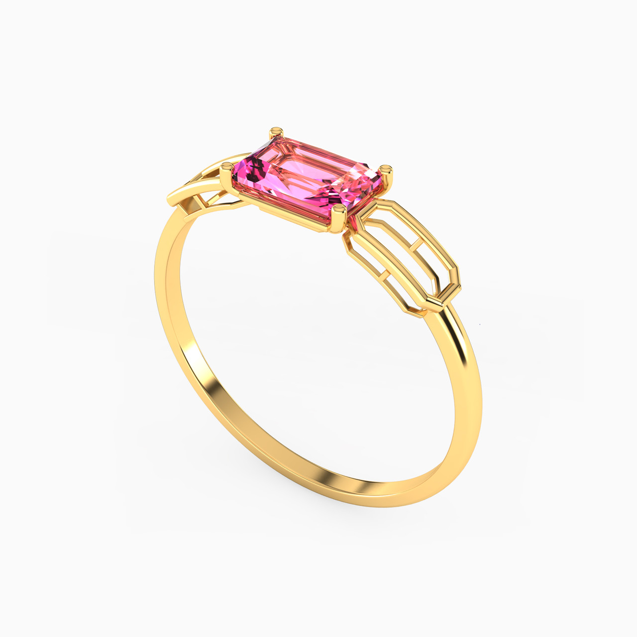 14K Gold Colored Stone Statement Ring