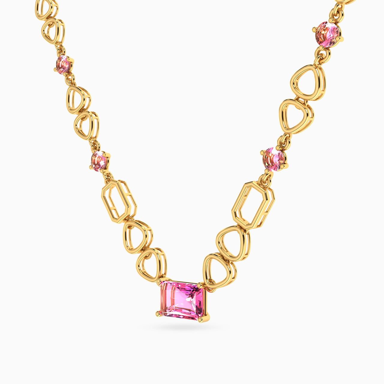 14K Gold Colored Stones Pendant Necklace