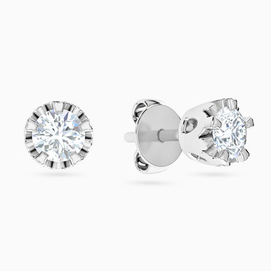 Circle Diamond Stud Earrings in 18K Gold - ER20-171