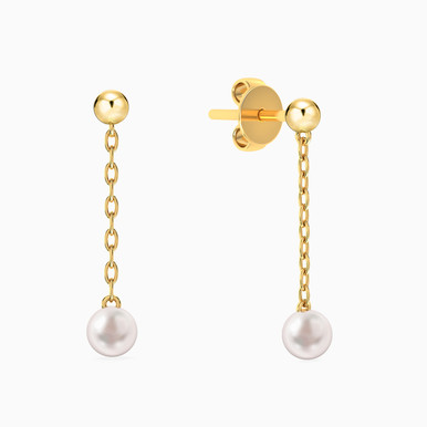 Round Pearls Drop Earrings in 14K Gold - 101030200022001