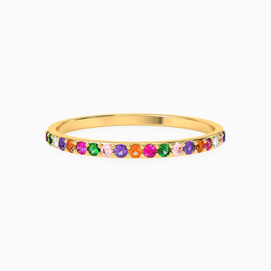 Circle Colored Stones Ring in 14K Gold - 101021800012141