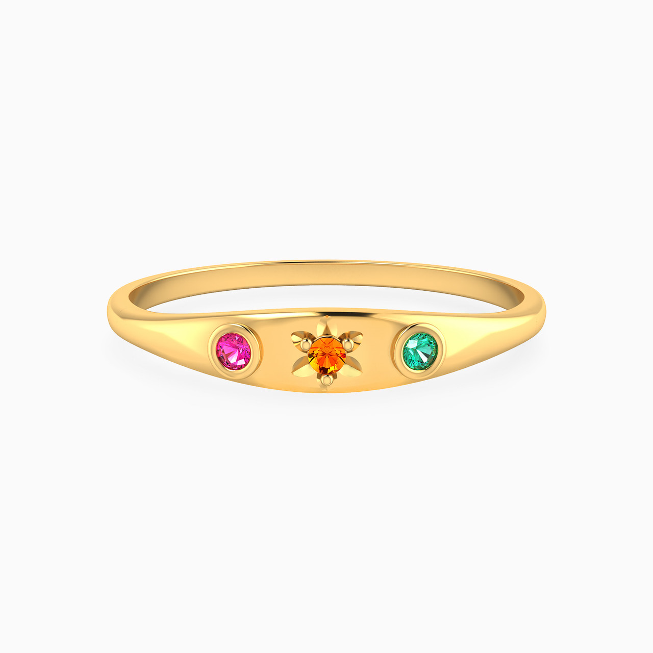 14K Gold Colored Stones Statement Ring