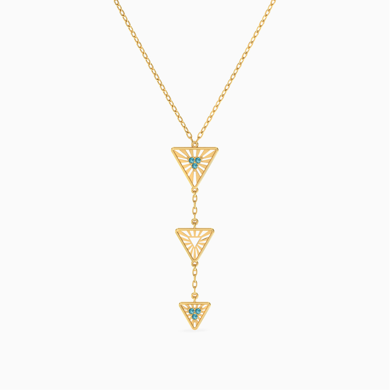 14K Gold Colored Stones Pendant Necklace