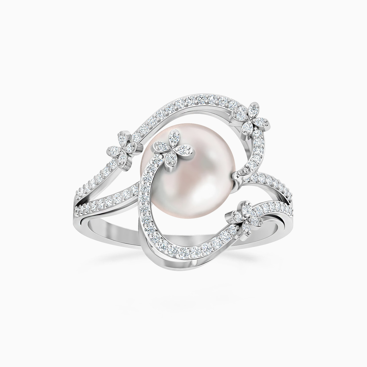 18K Gold Diamond & Pearls Statement Ring