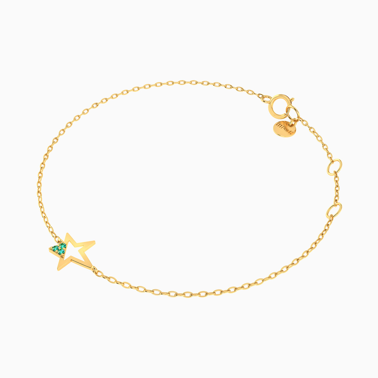 14K Gold Colored Stones Chain Bracelet