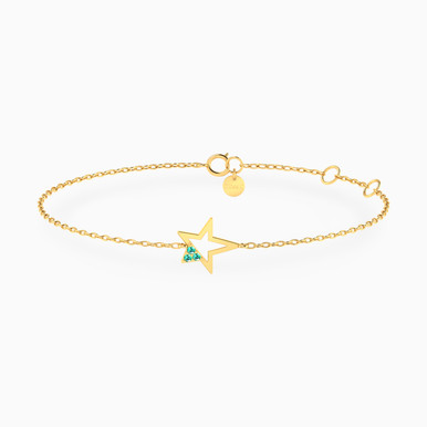 Star Green Stone Chain Bracelet in 14K Gold - 101101100132181