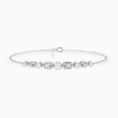 Multishaped Diamond Chain Bracelet in 18K Gold - 144360300651181 Multishaped Diamond Chain Bracelet in 18K Gold - 144360300651181