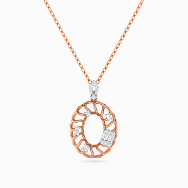 Oval Diamond Necklace in 18K Gold - 144500305956451