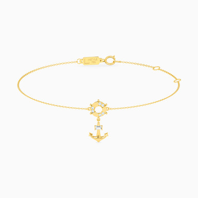 Anchor Cubic Zirconia Chain Anklet in 18K Gold - 112360300072251