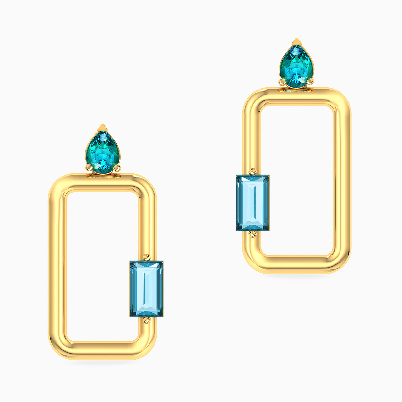 18K Gold Colored Stones Drop Earrings