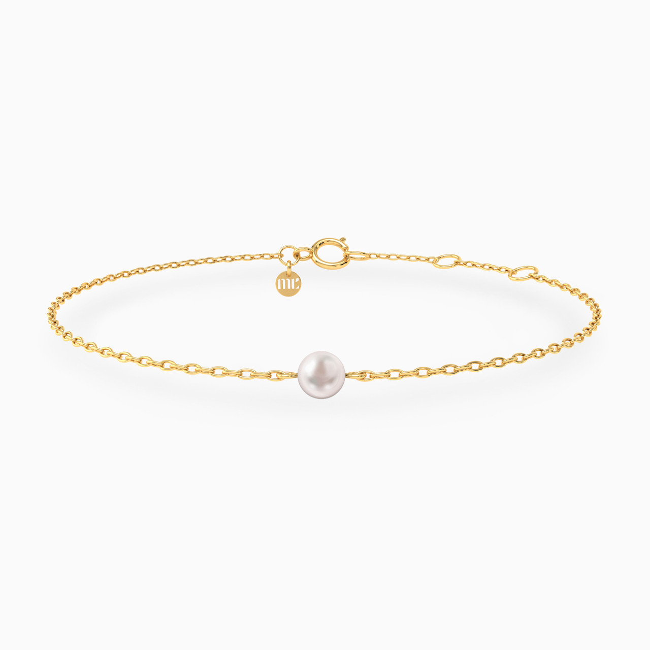 14K Gold Pearls Chain Bracelet