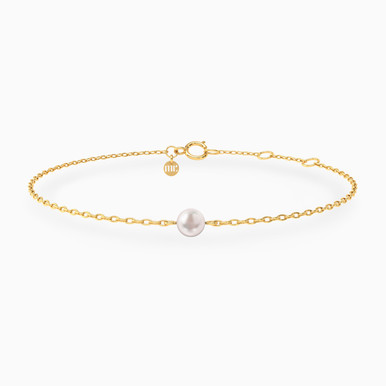 Round Pearls Chain Bracelet in 14K Gold - 101100200012181