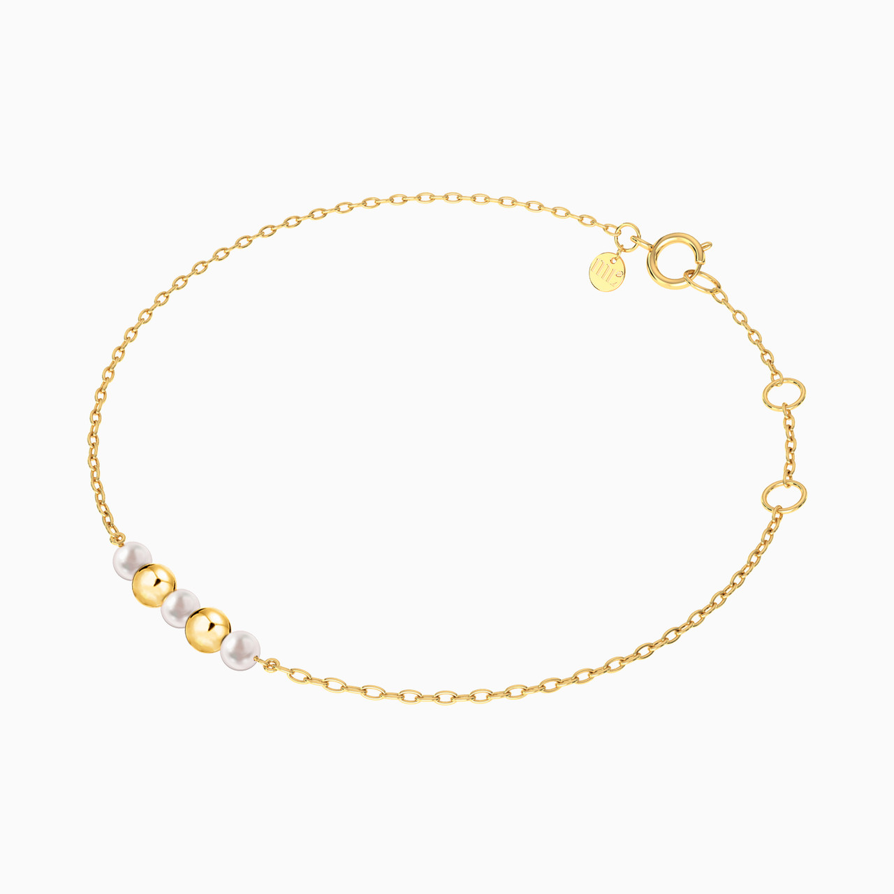 14K Gold Pearls Chain Bracelet