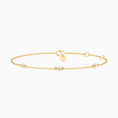 Round Pearls Chain Anklet in 14K Gold - 101360200012251